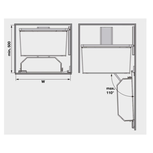 Bộ kệ đựng thực phẩm 6 tầng 600/1700mm TANDEM ARE Hafele 545.93.435 5 Kích thước của Bộ kệ đựng thực phẩm 6 tầng 600/1700mm TANDEM ARE Hafele 545.93.435