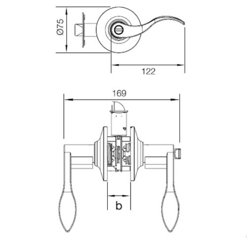 Bộ khóa tay nắm gạt cửa đi Hafele 489.10.194 5 Kích thước của Bộ khóa tay nắm gạt cửa đi Hafele 489.10.194