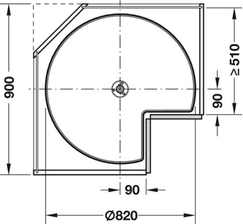 Bộ mâm xoay 2 tầng 270 độ 900mm Hafele 542.31.650 5 Bộ mâm xoay 2 tầng 270 độ 900mm Hafele 542.31.650