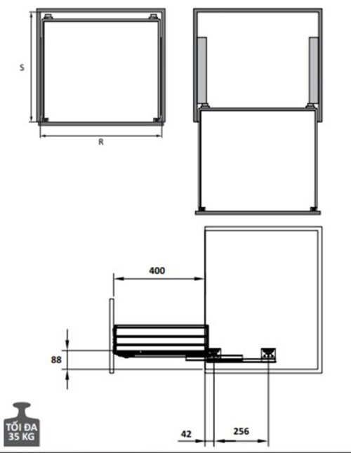 Bộ rổ bát đĩa Cucina Cappella 549.08.148 900mm Inox 304 5 Kích thước của Bộ rổ bát đĩa Cucina Cappella 549.08.148 900mm Inox 304