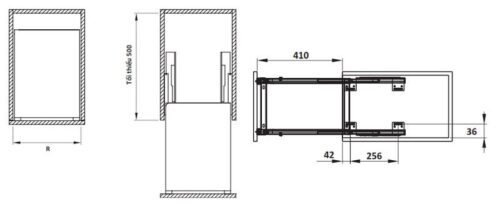 Bộ rổ dao thớt, chai lọ Sonata Hafele 549.20.211 mạ chrome 5 Kích thước của Bộ rổ dao thớt, chai lọ Sonata Hafele 549.20.211 mạ chrome