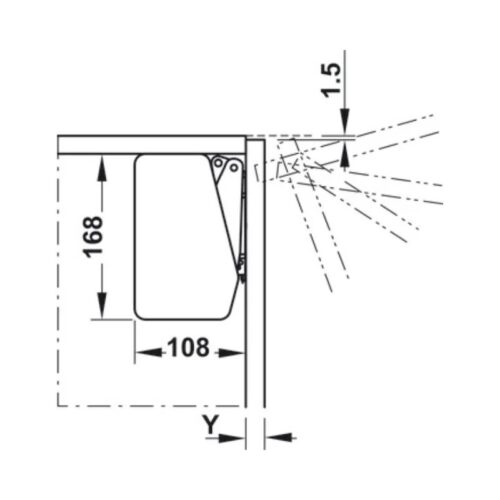 Bộ tay nâng Free Flap1.7 Hafele 493.05.820 nắp trắng 5 Kích thước của Bộ tay nâng Free Flap1.7 Hafele 493.05.820 nắp trắng