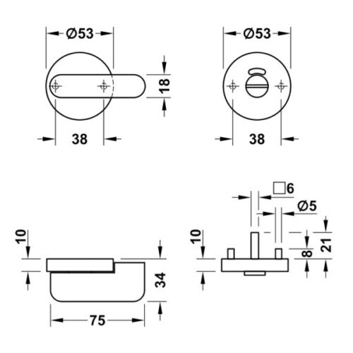 Chốt cài nhà vệ sinh công cộng Hafele 988.98.170 5 Kích thước của Chốt cài nhà vệ sinh công cộng Hafele 988.98.170