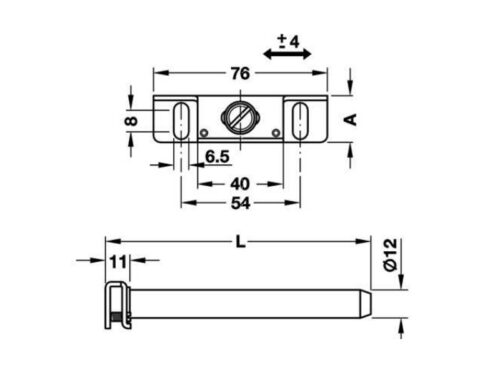 Chốt đỡ kệ âm gắn tường 100mm 283.33.931 5 Chốt đỡ kệ âm gắn tường 100mm 283.33.931