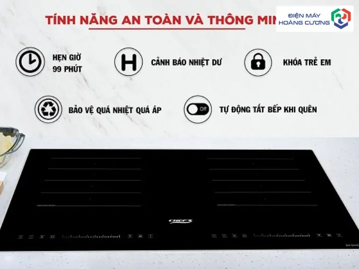 Bếp từ đôi Chefs EH-DIH203 13 Chức năng tự ngắt bếp từ Chefs EH-DIH203