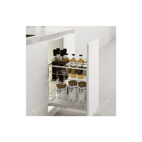 Giá để gia vị nan dẹt Inox mờ, ray giảm chấn Kit Plus DS.35 5 Giá để gia vị nan dẹt Inox mờ, ray giảm chấn Kit Plus DS.35