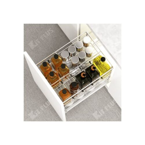 Giá để gia vị nan dẹt Inox mờ, ray giảm chấn Kit Plus DS.40 6 Giá để gia vị nan dẹt Inox mờ, ray giảm chấn Kit Plus DS.40