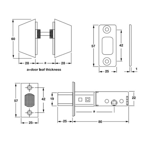 Khóa cóc 2 đầu chìa màu đen Hafele 911.83.569 5 Kích thước của Khóa cóc 2 đầu chìa màu đen Hafele 911.83.569