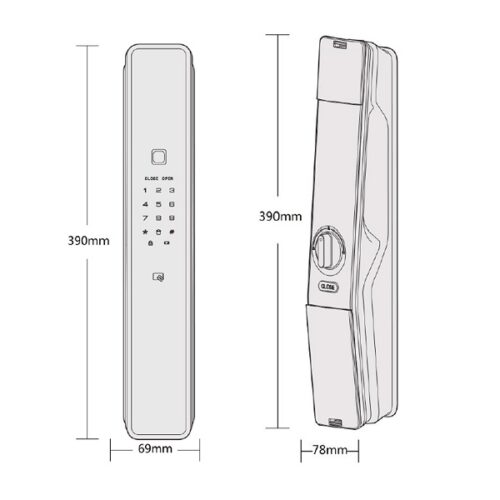 Khóa điện tử Hafele PP9000 912.05.692 6 Kích thước của Khóa điện tử Hafele PP9000 912.05.692