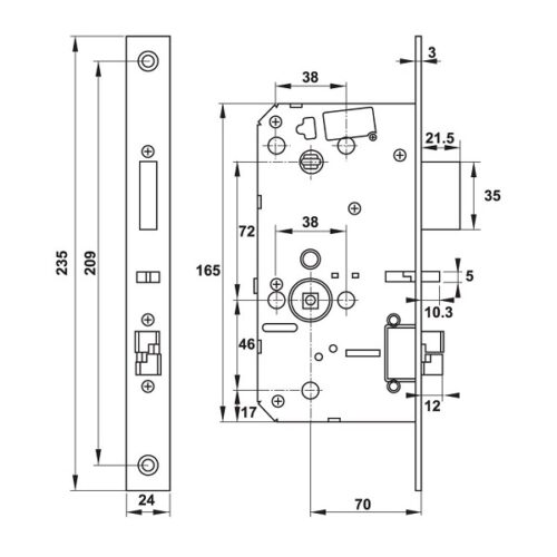 Khóa điện tử Hafele PP9000 912.05.692 7 Kích thước của Khóa điện tử Hafele PP9000 912.05.692
