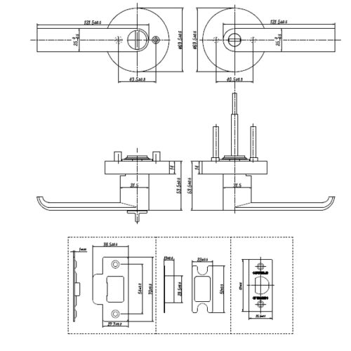 Khóa tay nắm gạt cửa vệ sinh Hafele 911.63.226 5 Kích thước của Khóa tay nắm gạt cửa vệ sinh Hafele 911.63.226