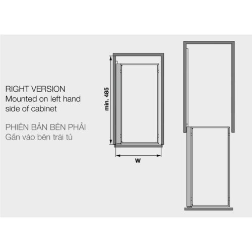 Bộ rổ kéo Comfort II 400mm phải Hafele 545.53.968 7 Kích thước của bộ rổ kéo Comfort II 400mm phải Hafele 545.53.968