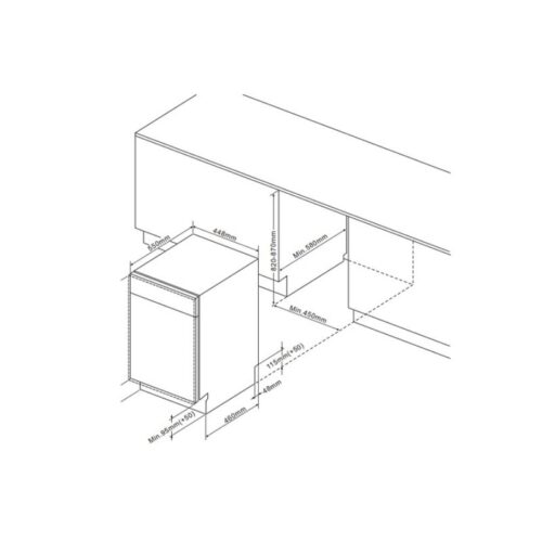 Máy rửa chén âm toàn phần Fagor 3LVF-42IT 5 Kích thước máy rửa chén âm toàn phần Fagor 3LVF-42IT