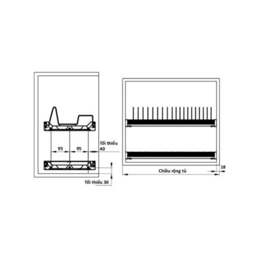 Rổ bát đĩa có khung Presto Hafele 544.40.004 Inox 304 5 Kích thước của Rổ bát đĩa có khung Presto Hafele 544.40.004 Inox 304