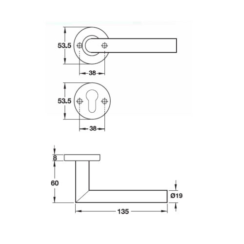 Tay nắm gạt cửa phòng Hafele 903.92.556 5 Kích thước của Tay nắm gạt cửa phòng Hafele 903.92.556