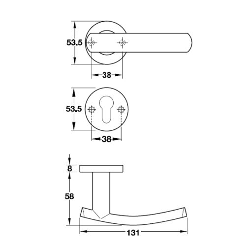 Tay nắm gạt cửa phòng Hafele 903.92.656 5 Kích thước của Tay nắm gạt cửa phòng Hafele 903.92.656