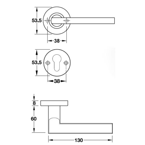Tay nắm gạt cửa vệ sinh Hafele 903.93.646 5 Kích thước của Tay nắm gạt cửa vệ sinh Hafele 903.93.646