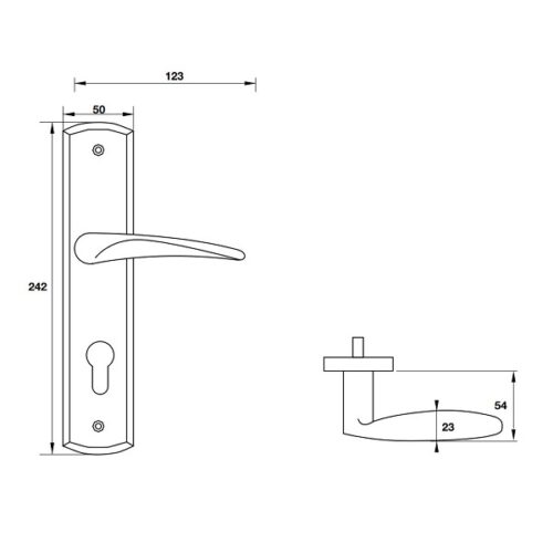 Tay nắm gạt đế dài C/C 72mm Hafele 903.98.473 5 Kích thước của Tay nắm gạt đế dài C/C 72mm Hafele 903.98.473
