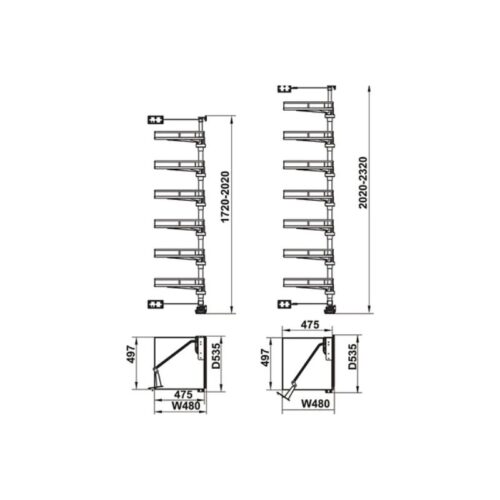 Bộ rổ xoay Hafele Kara Vario 595.82.815 7 tầng 8 Bộ rổ xoay Hafele Kara Vario 595.82.815 7 tầng