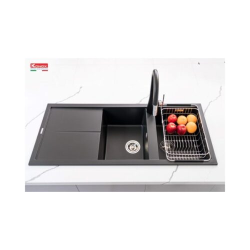 Chậu rửa bát Konox Granite Livello Smart 1160 Black 15 Chậu rửa bát Konox Granite Livello Smart 1160 Black