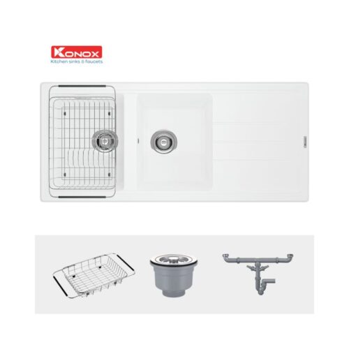 Chậu rửa bát Konox Granite Phoenix 1160 Silver 8 Chậu rửa bát Konox Granite Phoenix 1160 Silver