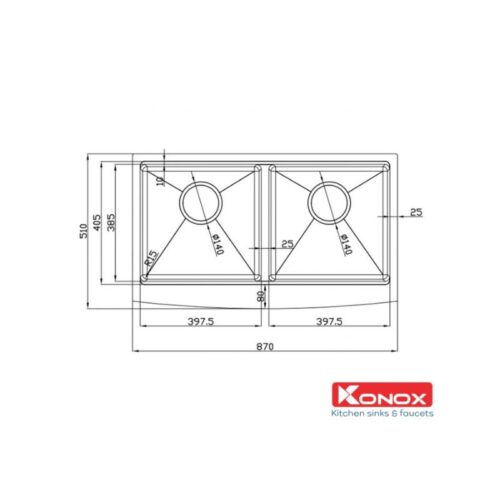 Chậu rửa bát Konox Workstation - Apron Sink KN8751DA Curve 9 Thiết kế của Chậu rửa bát Workstation - Apron Sink KN8751DA Curve