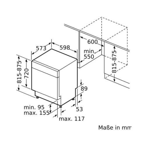 Máy rửa bát Bosch SMU6ZCS49E Serie 6 14 Kích thước của Máy rửa bát Bosch SMU6ZCS49E Serie 6