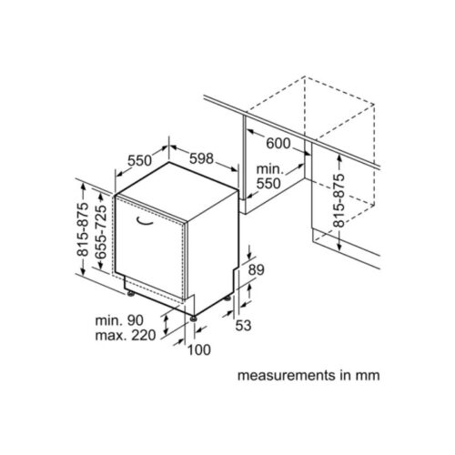 Máy rửa bát BOSCH SMV69N20EU Demo 18 Kích thước của Máy rửa bát BOSCH SMV69N20EU