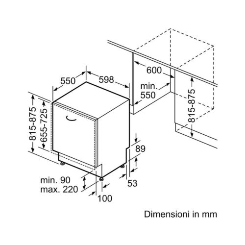 Máy rửa bát Bosch SMV6EDX57E 17 Kích thước của Máy rửa bát Bosch SMV6EDX57E