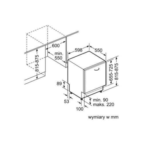 Máy rửa bát lắp âm Bosch SMV46KX00E 13 Kích thước của Máy rửa bát lắp âm Bosch SMV46KX00E