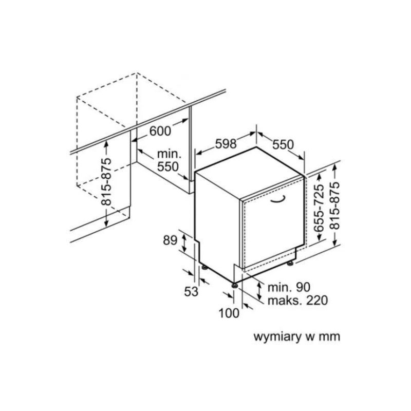 Máy rửa bát lắp âm Bosch SMV46KX00E 8 Kích thước của Máy rửa bát lắp âm Bosch SMV46KX00E