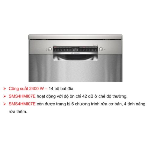 Máy rửa bát độc lập Bosch SMS4HMI07E serie 4 8 Bảng điều khiển của máy rửa bát độc lập Bosch SMS4HMI07E serie 4