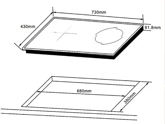 Bếp từ kết hợp hồng ngoại 2 vùng nấu Hafele HC-H7321B 536.61.856 8 Kích thước bếp từ kết hợp hồng ngoại 2 vùng nấu Hafele HC-H7321B 536.61.856