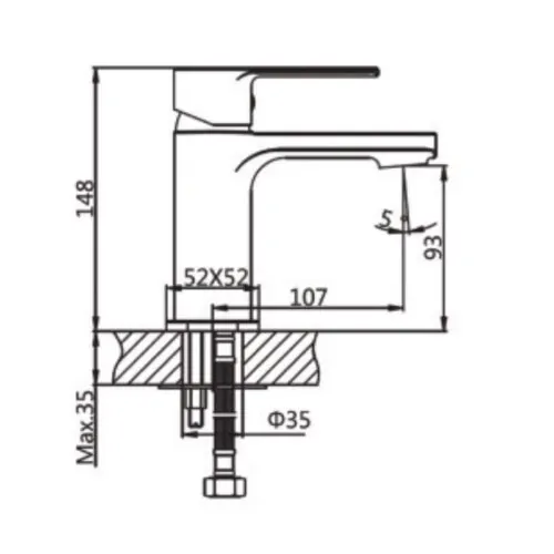 Vòi chậu lavabo nóng lạnh Paul Schmitt PA012F 5 Kích thước vòi chậu lavabo nóng lạnh Paul Schmitt PA012F