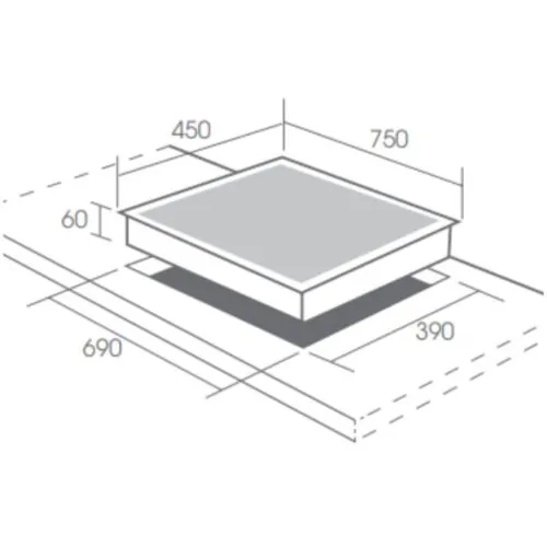 Bếp từ đôi Canzy CZ 9928GM lắp âm 5 Kích thước lắp đặt bếp từ đôi Canzy CZ 9928GM lắp âm