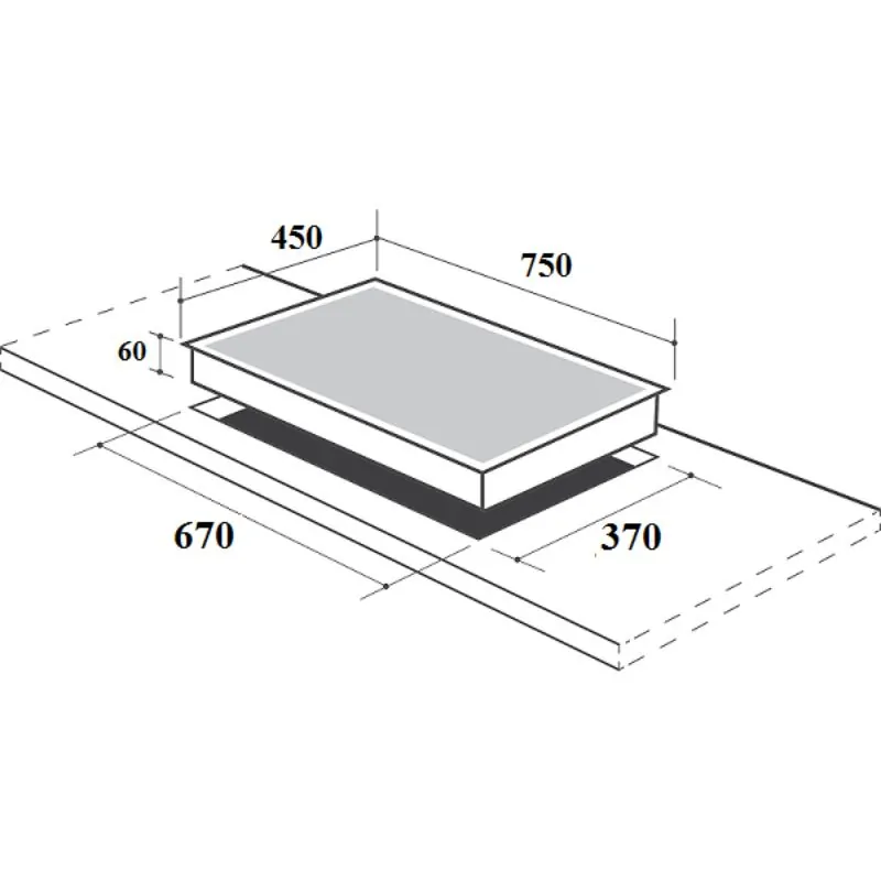 Kích thước lắp đặt bếp từ đôi Canzy CZ 9928P lắp âm Kích thước lắp đặt bếp từ đôi Canzy CZ 9928P lắp âm