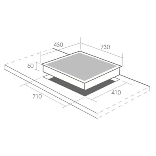 Bếp từ đôi Canzy CZ 9979GRH lắp âm 5 Kích thước lắp đặt bếp từ đôi canzy CZ 9979GRH lắp âm