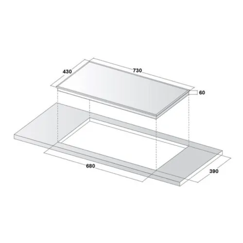 Bếp từ đôi Canzy CZ-I89 lắp âm 5 Kích thước lắp đặt bếp từ đôi Canzy CZ I89 lắp âm