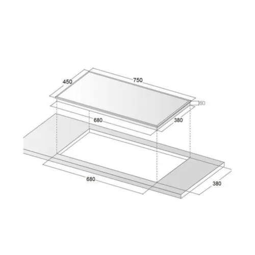Bếp từ đôi Canzy CZ ML809 SMART lắp âm 5 Kích thước lắp đặt bếp từ đôi Canzy CZ ML809 SMART lắp âm