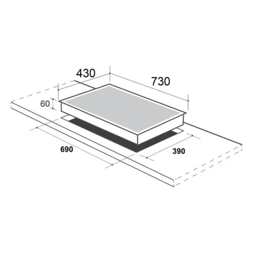 Bếp từ đôi Canzy CZ PUJ66E lắp âm 5 Kích thước lắp đặt bếp từ đôi Canzy CZ PUJ66E lắp âm