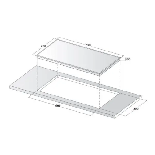 Bếp từ đôi Canzy CZ T78EU lắp âm 5 Kích thước lắp đặt bếp từ đôi Canzy CZ T78EU lắp âm