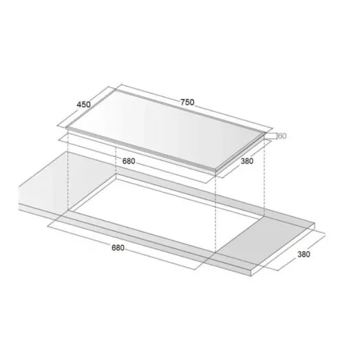Bếp từ đôi Canzy CZ-TL608PLUS lắp âm 5 Kích thước lắp đặt bếp từ đôi Canzy CZ-TL608PLUS lắp âm