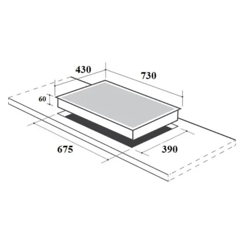 Bếp từ kết hợp hồng ngoại Canzy CZ-757IH lắp âm 5 Kích thước lắp đặt bếp từ kết hợp hồng ngoại Canzy CZ-757IH lắp âm