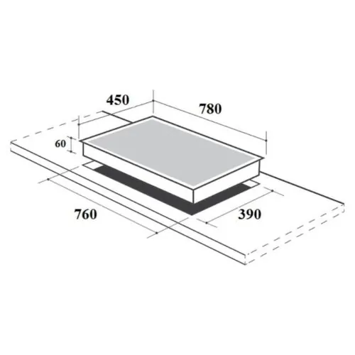 Bếp từ kết hợp hồng ngoại Canzy CZ-ML86GB lắp âm 5 Kích thước bếp từ kết hợp hồng ngoại Canzy CZ-ML86GB lắp âm