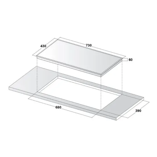Bếp từ kết hợp hồng ngoại Canzy CZ-E89 lắp âm 5 Kích thước lắp đặt bếp từ kết hợp hồng ngoại Canzy CZ-E89 lắp âm