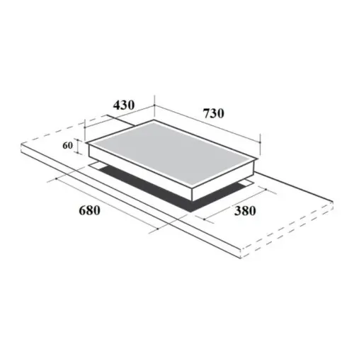 Bếp từ kết hợp hồng ngoại Canzy CZ-ML86B lắp âm 5 Kích thước lắp đặt bếp từ kết hợp hồng ngoại Canzy CZ-ML86B lắp âm