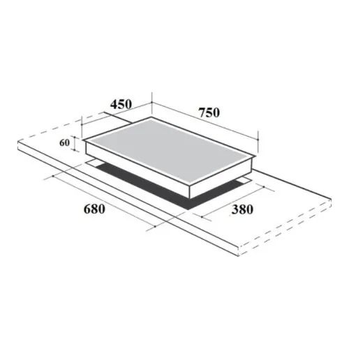 Bếp từ kết hợp hồng ngoại Canzy CZ-TL67B lắp âm 5 Kích thước lắp đặt bếp từ kết hợp hồng ngoại Canzy CZ-TL67B lắp âm