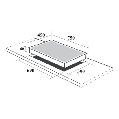 Bếp từ kết hợp hồng ngoại Canzy CZ-TL867DT lắp âm 5 Kích thước lắp đặt bếp từ kết hợp hồng ngoại Canzy CZ-TL867DT lắp âm