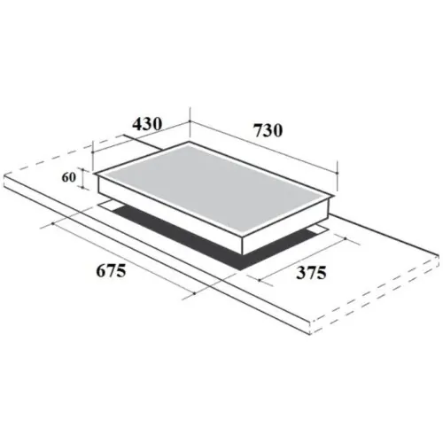 Bếp từ kết hợp hồng ngoại Canzy CZ-TL869DH lắp âm 5 Kích thước lắp đặt bếp từ kết hợp hồng ngoại Canzy CZ-TL869DH lắp âm