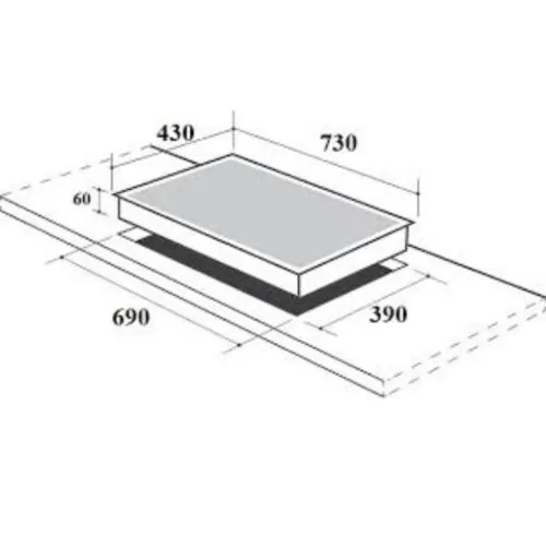 Bếp từ kết hợp hồng ngoại Canzy CZ-56RD lắp âm 7 Kích thước bếp điện Từ Canzy CZ-56RD